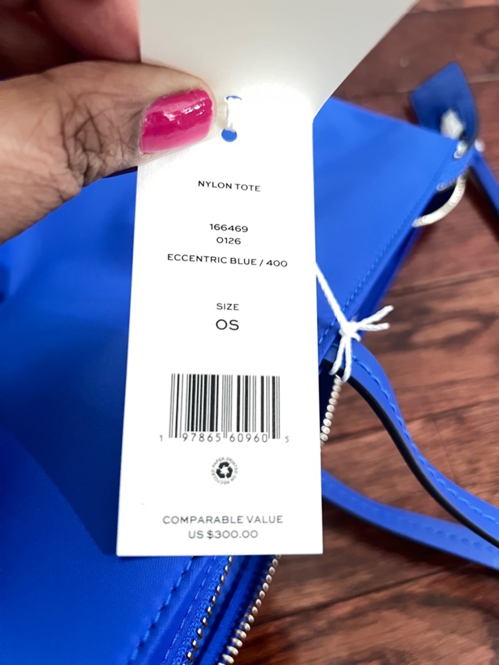 TORY BURCH• Blue Nylon Tote Bag - Picture 6 of 12